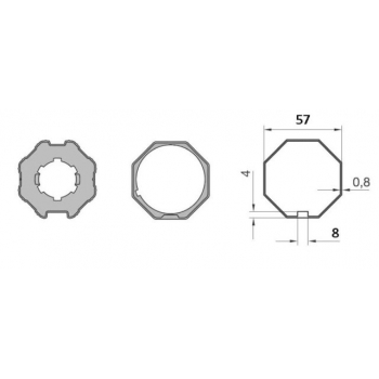 Adaptor i zabierak ośmiokątny do ERA/TTGO/MAX 57mm