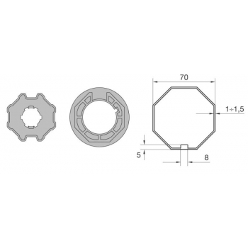 Adaptor i zabierak ośmiokątny do ERA/TTGO/MAX 70mm